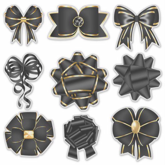 Schwarz-Gold-Glanz-Ribbon-Set Aufkleber (Vorderseite)