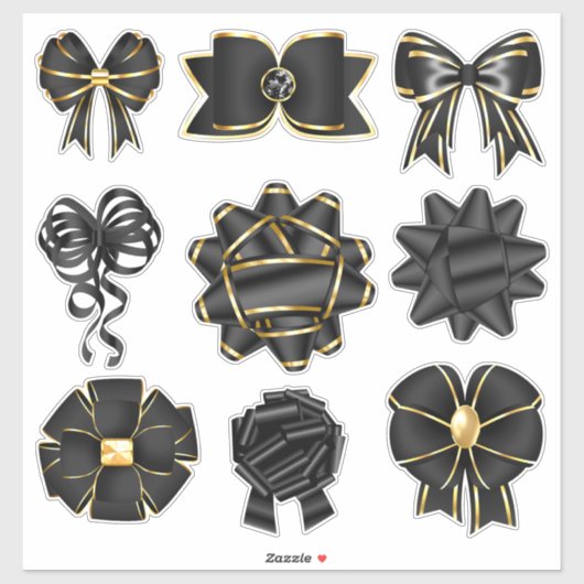 Schwarz-Gold-Glanz-Ribbon-Set Aufkleber (Blatt)