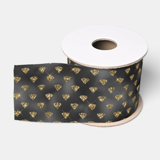 Schwarz-Gold-Glasmuster Ripsband (Spule)
