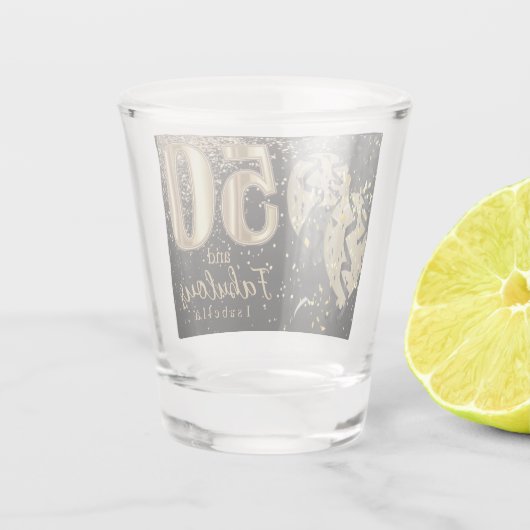 Schwarz-Gold-Glitzer 50. Geburtstag Schnapsglas (Rückseite)
