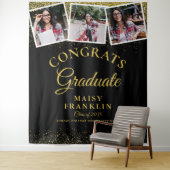 Schwarz-Gold-Glitzer Abschluss 3 Foto Hintergrund Wandteppich (Beispiel)