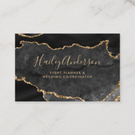 Schwarz-Gold-Glitzer-Aquarell Visitenkarte