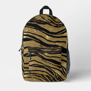 Schwarz-Gold-Glitzer Bedruckter Rucksack