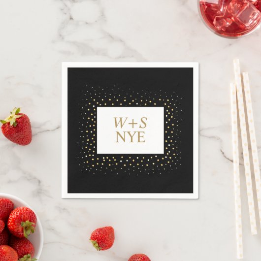 Schwarz-Gold-Glitzer-Design - Neujahrssehen Serviette (Beispiel)