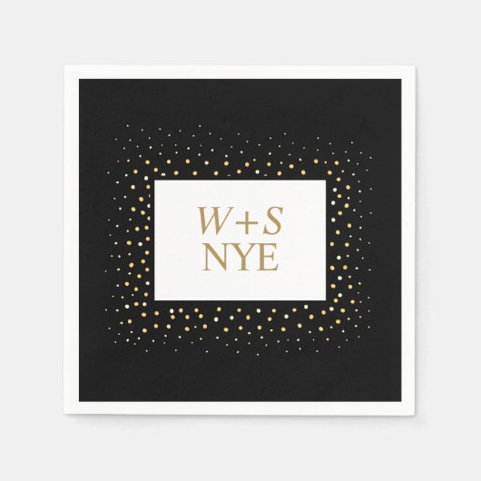 Schwarz-Gold-Glitzer-Design - Neujahrssehen Serviette (Vorderseite)