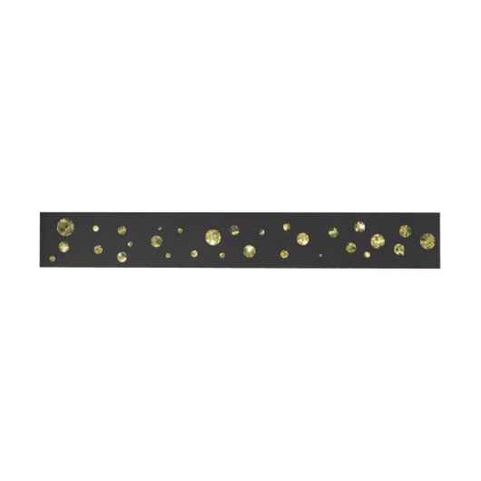 Schwarz-Gold-Glitzer-Dots-Card-Umschlag um Labels Rundum-Adressaufkleber (Person)