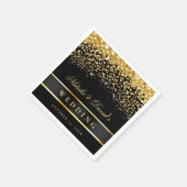 Schwarz-Gold-Glitzer-Hochzeit Serviette (Ecke)