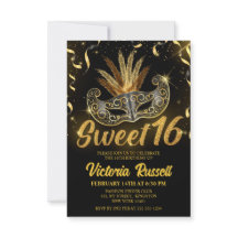 Schwarz-Gold Glitzer Masquerade Maske Sweet 16