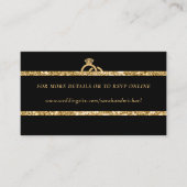 Schwarz-Gold-Glitzer-Monogramm-Hochzeitdetails-UAW Begleitkarte (Vorderseite)