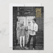 Schwarz-Gold-Glitzer Save the Date Typografie (Vorderseite)