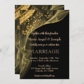 Schwarz & Gold Glitzer und Smokey Swirl Einladung (Vorne/Hinten)