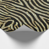 Schwarz & Gold Glitzer Zebra Print Pattern Geschenkpapier (Ecke)