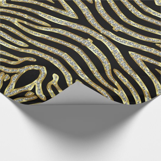Schwarz & Gold Glitzer Zebra Print Pattern Geschenkpapier (Ecke)
