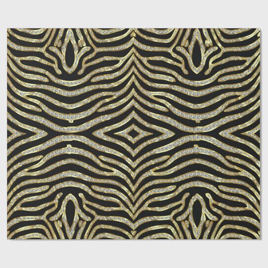 Schwarz & Gold Glitzer Zebra Print Pattern Geschenkpapier (Flach)
