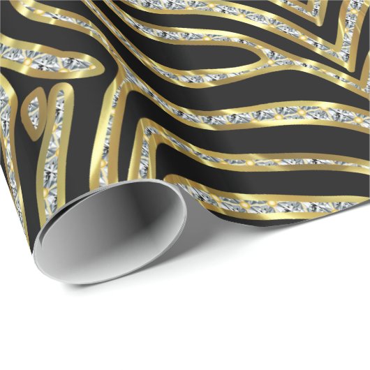 Schwarz & Gold Glitzer Zebra Print Pattern Geschenkpapier (Rolleneckpunkt)