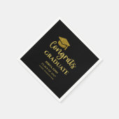 Schwarz-Gold-Glückwunsch-Graduate-Abschluss Serviette (Ecke)