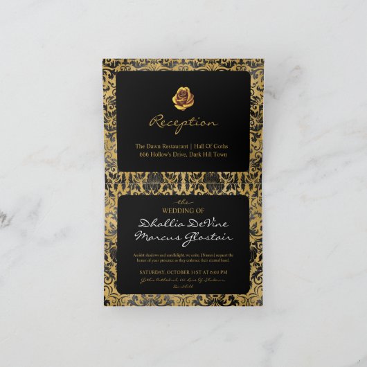 Schwarz-Gold-Goth-Muster Einladung (Innenseite)