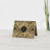 Schwarz-Gold-Goth-Muster Einladung (Rückseite)