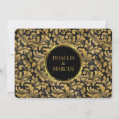 Schwarz-Gold-Goth-Muster Einladung (Rückseite)