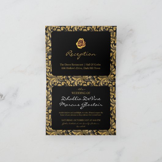 Schwarz-Gold-Goth-Muster Einladung (Innenseite)