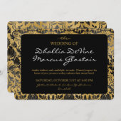 Schwarz-Gold-Goth-Muster Einladung (Vorne/Hinten)