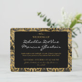 Schwarz-Gold-Goth-Muster Einladung (Stehend Vorderseite)