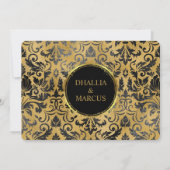 Schwarz-Gold-Goth-Muster Einladung (Rückseite)