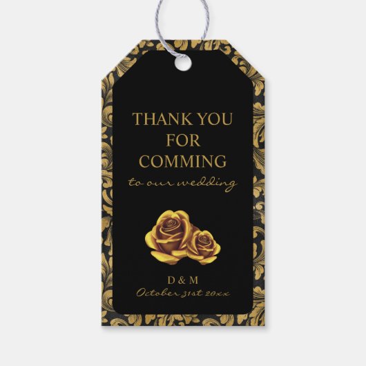 Schwarz-Gold-Goth-Muster Geschenkanhänger (Vorderseite)