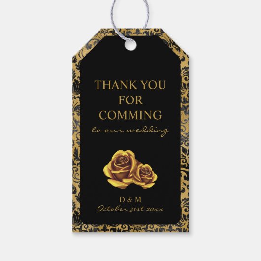 Schwarz-Gold-Goth-Muster Geschenkanhänger (Vorderseite)