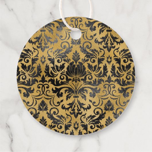 Schwarz-Gold-Goth-Muster Geschenkanhänger (Rückseite)