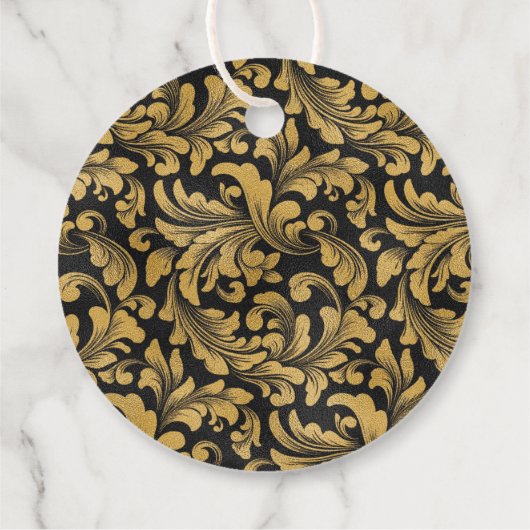 Schwarz-Gold-Goth-Muster Geschenkanhänger (Rückseite)