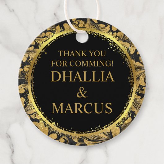 Schwarz-Gold-Goth-Muster Geschenkanhänger (Vorderseite)