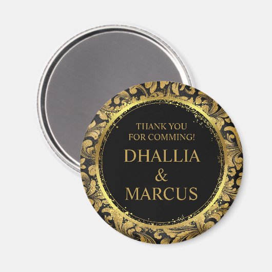 Schwarz-Gold-Goth-Muster Magnet (Vorderseite/Rückseite)
