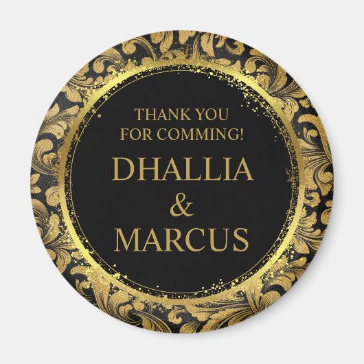 Schwarz-Gold-Goth-Muster Magnet (Vorne)