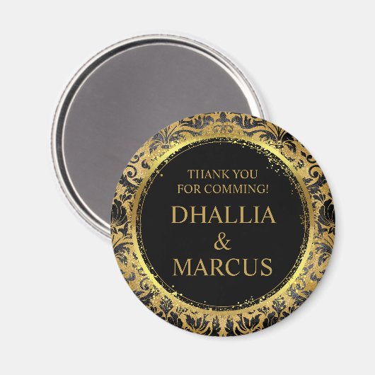 Schwarz-Gold-Goth-Muster Magnet (Vorderseite/Rückseite)