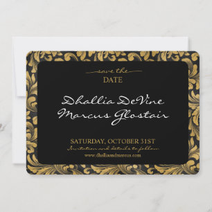 Schwarz-Gold-Goth-Muster Save The Date
