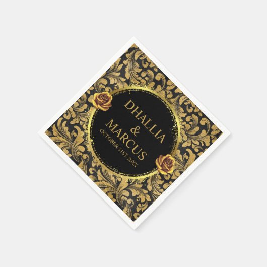 Schwarz-Gold-Goth-Muster Serviette (Ecke)