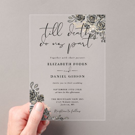 Schwarz-Gold-Gothic-Rose Acryleinladungen (Insitu (Handheld))