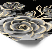 Schwarz-Gold-Gothic-Rose Blumenzettel Poster (Ecke)