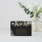 Schwarz-Gold-Gothic-Rose Lights Wunschhochzeit Begleitkarte (Stehend Vorderseite)