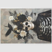 Schwarz & Gold Gothic Skelettdekoupage Seidenpapier (Vorderseite)