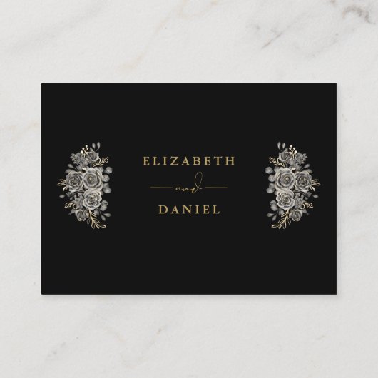 Schwarz-Gold-Gotik-Flora wünscht gute Hochzeit Begleitkarte (Rückseite)