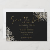 Schwarz-Gold-Gotik-Foto Save The Date (Vorderseite)