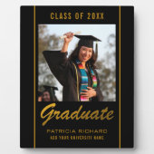 Schwarz-Gold-Grad-Foto-Abschluss 20XX Keepake Fotoplatte (Vorderseite)