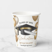 Schwarz-Gold-Graduate-Cap-Abschluss 2022 Pappbecher (Rückseite)