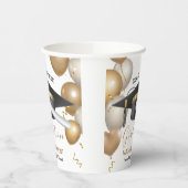 Schwarz-Gold-Graduate-Cap-Abschluss 2022 Pappbecher (Links)