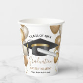 Schwarz-Gold-Graduate-Cap-Abschluss 2022 Pappbecher (Vorderseite)