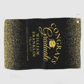 Schwarz-Gold-Graduate Moderner Abschluss Golfhandtuch (Horizontal)