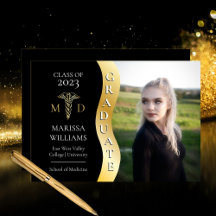 Schwarz |Gold Graduate Wave Caduceus MD Medical Gr