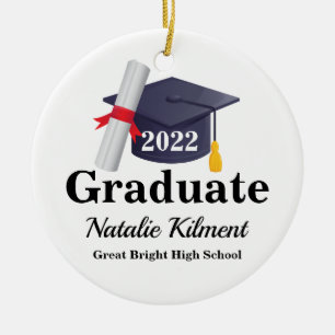 Schwarz-Gold-Graduation-Cap-Klasse des Fotos 2022 Keramik Ornament